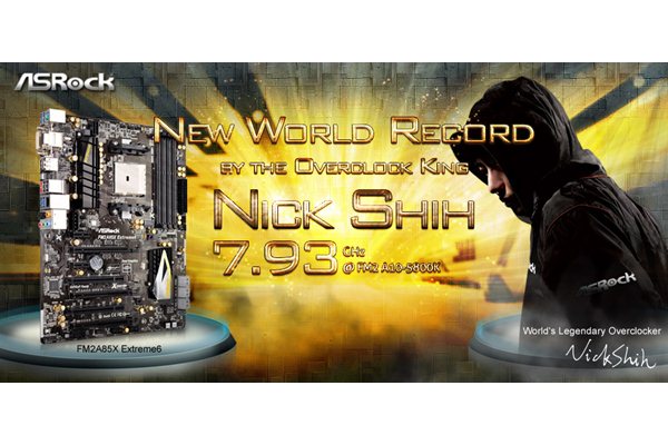 Nick Shih成功以ASRock FM2A85X Extreme6 挑戰 AMD A10-5800K APU 超頻飆升至 7.93 GHz！