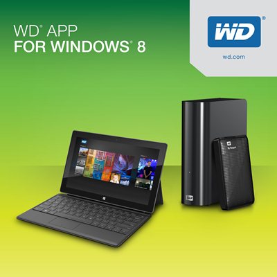 WD 全面支援 Windows 8用戶 全新WD App能簡易地於 Windows 8設備搜尋和分享錄像、相片與音樂